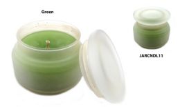 60 pieces Frosted Glass Jar With A Lid And An Green Colored Candle Insid - Candles & Accessories