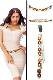 60 pieces Silver Tone & Brown Fashion Chain Bel - Womens Belts