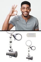 60 pieces White Cheer Themed SpliT-Ring Keychain SilveR-Tone With Crystal Accents - Key Chains