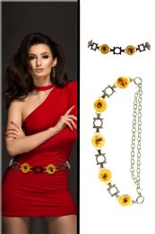 60 pieces Silver Tone & Brown Fashion Chain Belt - Womens Belts