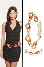 60 pieces Gold Tone & Brown Fashion Chain Bel - Womens Belts
