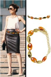 60 pieces Gold Tone & Brown Fashion Chain Bel - Womens Belts