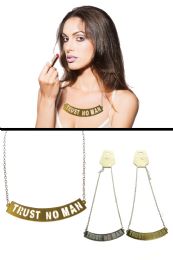 60 pieces Gold Tone & Silver Tone "trust No Man" Statement Necklac - Necklace