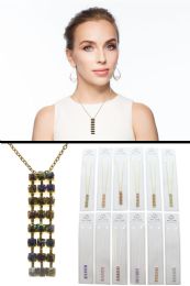 60 pieces Gold Tone Necklace With Ab Finish Crystal Pendan - Necklace