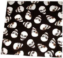 60 pieces Skull Bandanna Black & White - Bandanas