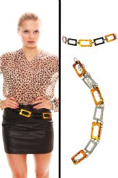 60 pieces Silver Tone & Brown Fashion Chain Bel - Womens Belts