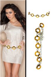 60 pieces Silver Tone & Brown Fashion Chain Belt - Womens Belts