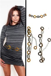 60 pieces Silver Tone & Brown Fashion Chain Bel - Womens Belts