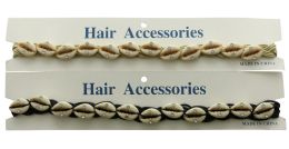 60 pieces Crystal Accent Cowrie Shell Stretch Headband Assorted - Headbands