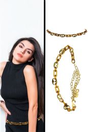 60 pieces Gold Tone & Brown Fashion Chain Bel - Womens Belts