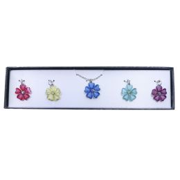 60 pieces Gift Boxed Necklace With Colorful Flower Interchangeable Pendant - Necklace