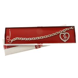 60 pieces Gift Boxed Silver Tone Initial Bracelet "j" Monogram With Crystal Accent - Bracelets