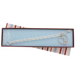 60 pieces Gift Boxed Silver Tone Initial Bracelet "s" Monogram With Crystal Accent - Bracelets