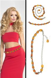 60 pieces Silver Tone & Brown Fashion Chain Bel - Womens Belts