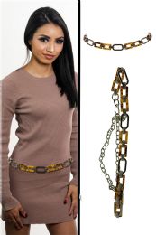 60 pieces Silver Tone & Brown Fashion Chain Bel - Womens Belts