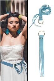 60 pieces Blue Leather Fringe Bel - Womens Belts