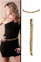 60 pieces Gold Tone & Brown Fashion Chain Bel - Womens Belts