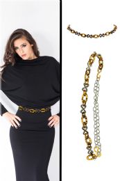 60 pieces Silver Tone & Brown Fashion Chain Bel - Womens Belts