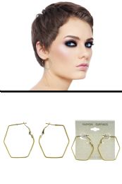 1.5" Hexagonal Hoop Earrings GolD-Tone