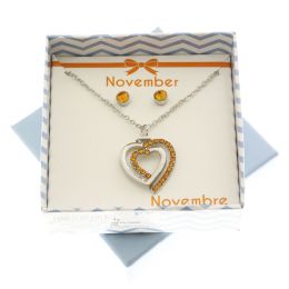 Gift Boxed Necklace & Earring Set With November Birthstone