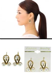 Imitation Pearl Accent Dangle Earrings GolD-Tone