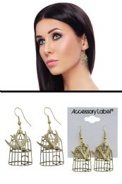 Metal Birdcage Dangle Earrings GolD-Tone