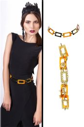 Gold Tone & Brown Fashion Chain Bel