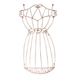 Pink Dress Shaped Metal Wire Jewelry Display Rac