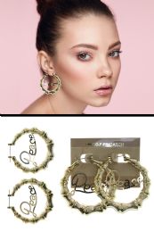 14kt Gold Filled Pincatch Peace Hoop Earrings GolD-Tone