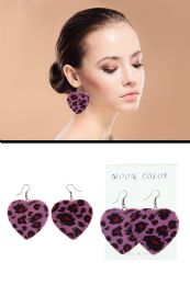 Fuzzy Animal Print HearT-Shaped Dangle Earrings Assorted