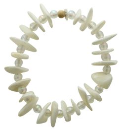 60 of Ab Finish Bead Shell Accent Stretch Anklet White