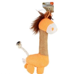 6 pieces Plush Giraffe Dog Squeaky Toy With Long Neck And Rope Tail - Pet Toys