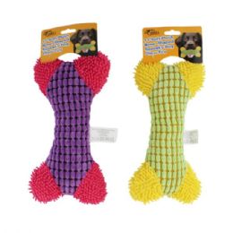 6 pieces 11" Soft Plush BonE-Shaped Squeaky Dog Chew Toy In Assorted Colors - Pet Toys