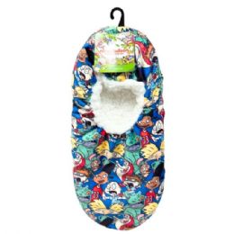 Wholesale Footwear Fuzzy Babba 1 Pack Mens Silky Suede Spray Printed Mixed License Slipper In Assorted Designs And Sizes