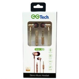 36 pieces Eg Tech Stereo Earbuds With Mic In Gold - Headphones and Earbuds