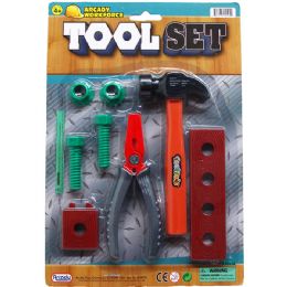 72 Pieces 8pc Tool Play Set On Blister Card, 2 Assrt - Boys Toy Sets
