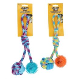 8 pieces Durable Rope Dog Toy With Dual Ball Design In Assorted Colors - Pet Toys