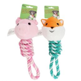 6 pieces Plush And Braided Rope Dog Chew Toy In Assorted Animal Designs - Pet Toys