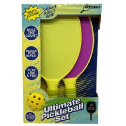 4 pieces 7.4" X 15.2"  Youth Pickleball Paddles And Ball Starter Set In Assorted Solid Colors - Lawn Games