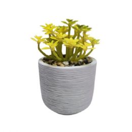 12 pieces Yellow Faux Succulent In Gray Pot Decorative Planter - Garden Planters and Pots