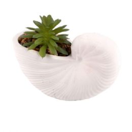 12 pieces Seashell Planter With Faux Succulent Decorative Coastal Accent - Garden Planters and Pots