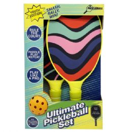 4 pieces 7.4" X 15.2" Youth Pickleball Paddles And Ball Starter Set In Assorted Designs - Lawn Games