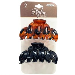 36 pieces Stylin' 2 Pc Naturals Medium Hair Clips In Assorted Colors - Hair Accessories