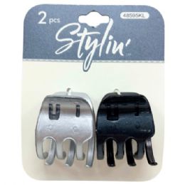 48 pieces Stylin' Small Hair Clip Black & Gray 2 Pc - Hair Accessories