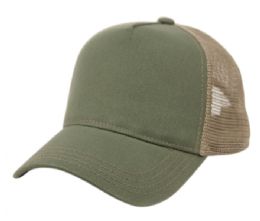 6 pieces of Cotton Canvas Trucker Cap With Mesh Olive