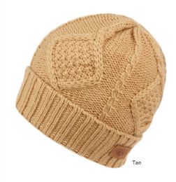 6 pieces Solid & Multi Color Knit Beanie With Sherpa Lining Tan - Winter Beanie Hats