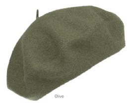 6 pieces of Unisex Classic Wool Beret Hats Olive