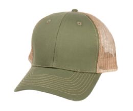 6 pieces Cotton Twill Trucker Cap With Mesh Olive/Khaki - Baseball Caps & Snap Backs