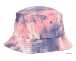 6 pieces Tie Dye Multi Color Cotton Bucket Hats Multi Pink - Bucket Hats