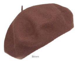6 pieces of Unisex Classic Wool Beret Hats Brown